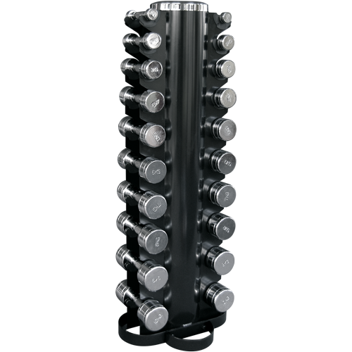 Steel Chrome Dumbbells 1kg-10kg Set with Vertical Rack – Custom Gym Equipment