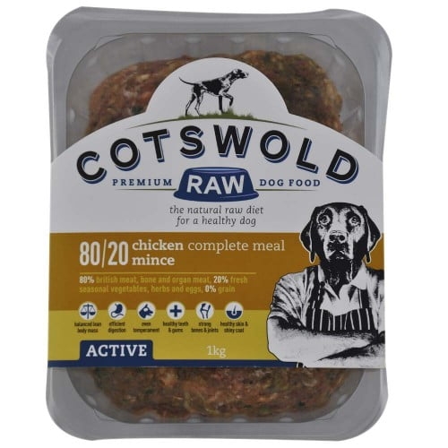COTSWOLDS RAW CHICKEN MINCE – 80/20 ACTIVE – 1Kg – Fur2Feather Pet Supplies