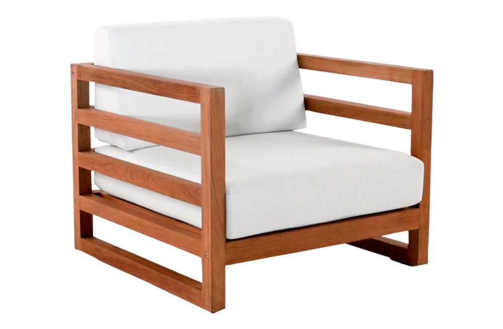 Outdoor Wooden Single Seater Sofa Garden Furniture, Teak Colour / White – Furnishop