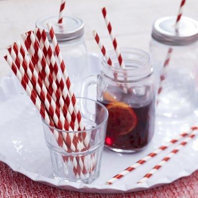 Ginger Ray – Red And White Foiled Straws – Red – Party Supplies