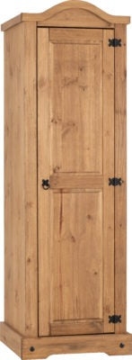 Corona 1 Door Wardrobe – Distressed Waxed Pine – Furnishop