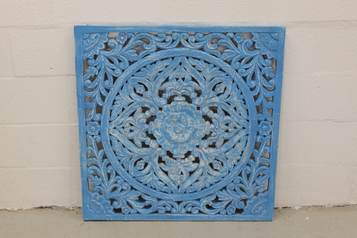 HAMESHA Carved Blue Panel
