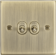 Knightsbridge Square Edge Antique Brass 10AX 2 Gang 2 Way Toggle Switch – Electrical Supplies & Homeware – Switch Socket & Supplies
