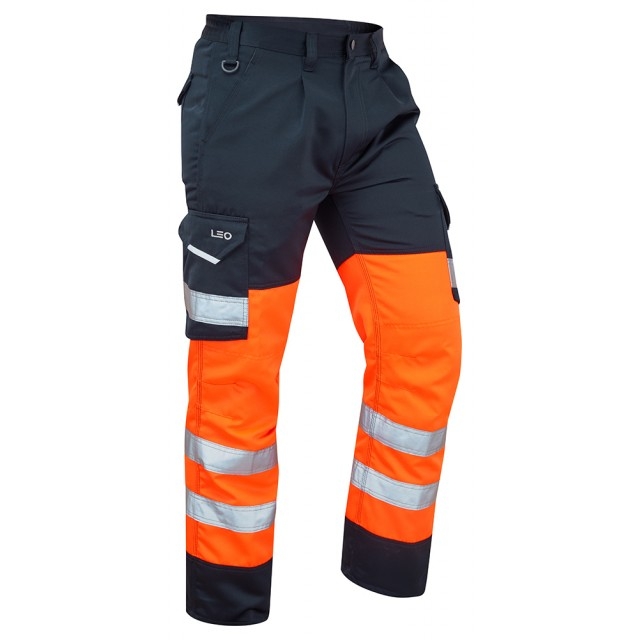 Cargo Trouser Orange/Navy ISO 20471 Class 1 – 36R – Work Safety Protective Equipment – LEO Workwear – Regus Supply