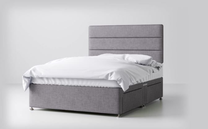 Sierra Linen Divan Bed – Single, Small Double, Double, King & Super King Sizes Available – Headboard & Mattress Included