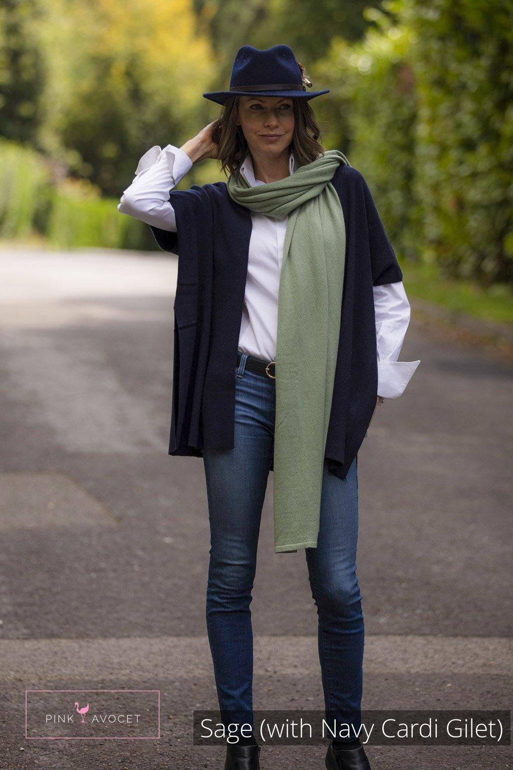 Long Cashmere Wrap (Unisex) Mist / One size by Pink Avocet