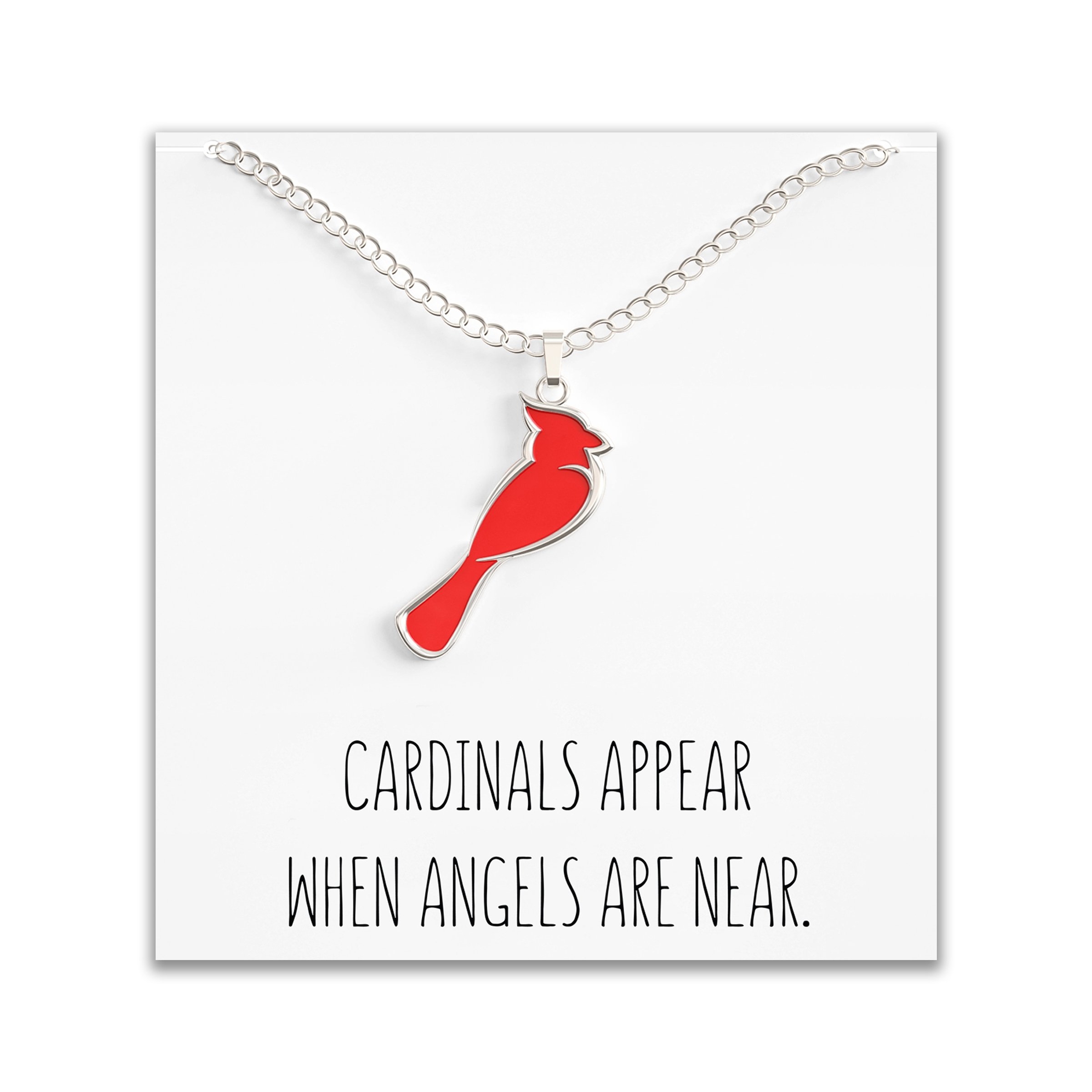 Cardinal Necklace For Women – Cardinals Appear When Angels Are Near Message Card – Happy Kisses