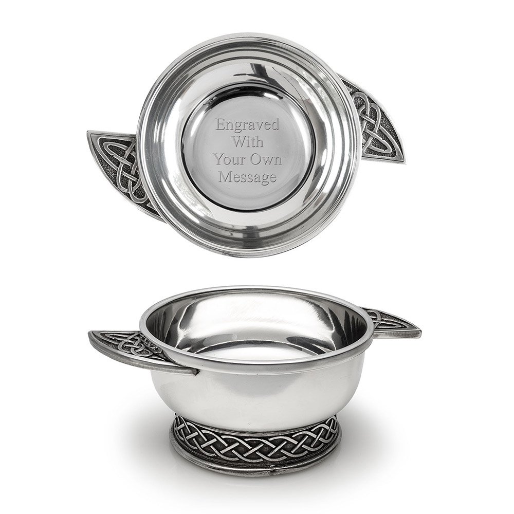 Quaich Bowl with Celtic Knot Base and Handles