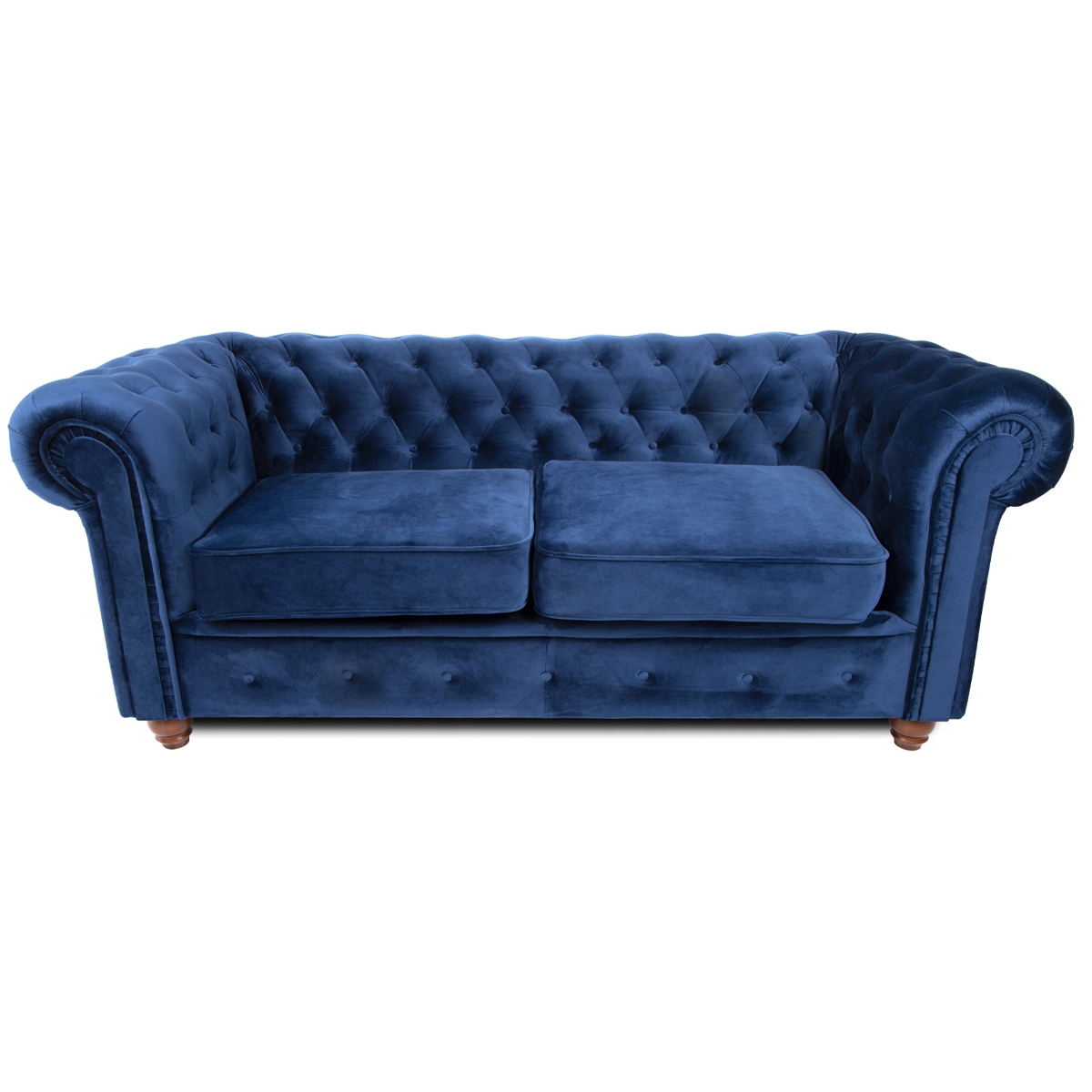 Chesterfield Plush Fabric 2 Seater Sofa – Blue – The Online Sofa Shop