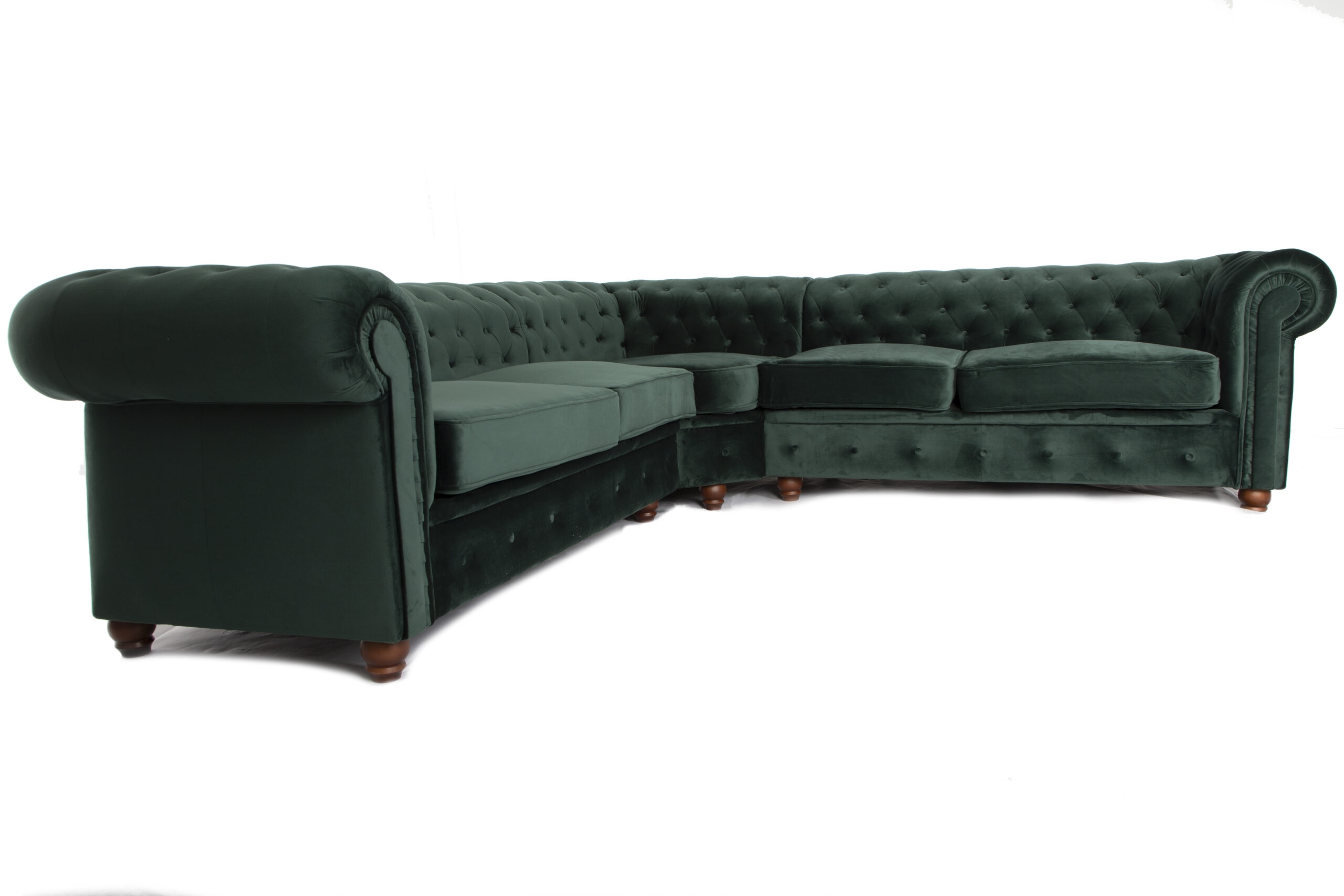 Chesterfield Plush Fabric 5 Seater Corner Sofa – Green – The Online Sofa Shop