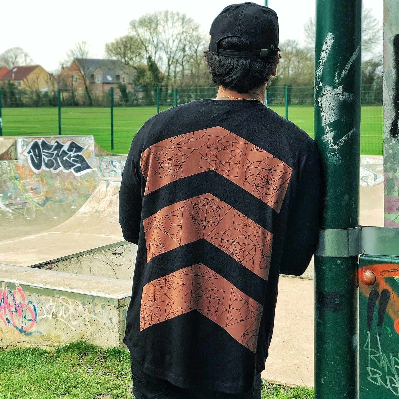 Geo Chevron Black Oversized Tee