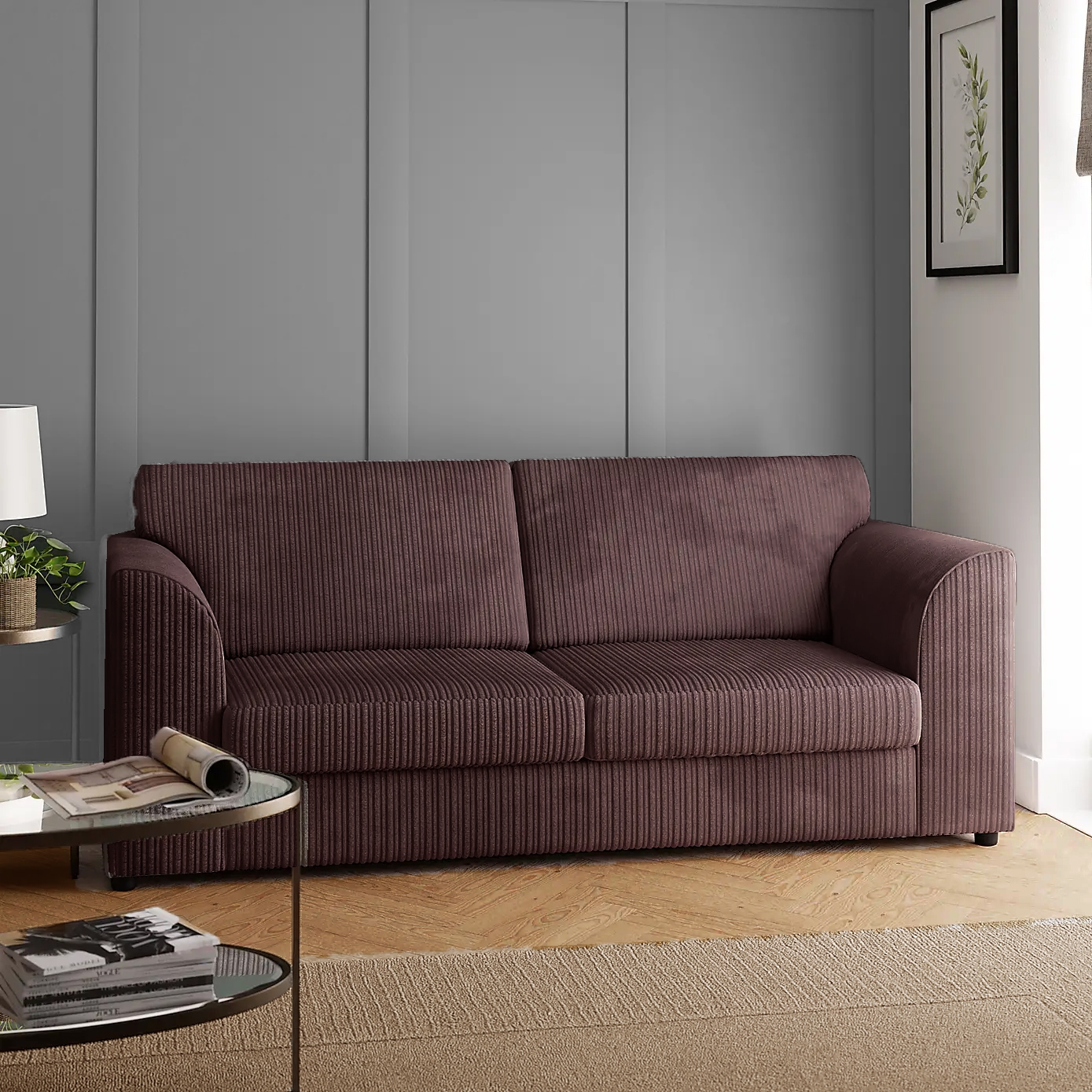 Oxford Full Jumbo Cord 3 Seater – Fullback – Chocolate – The Online Sofa Shop
