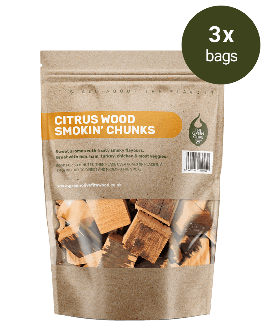 Citrus Smokin’ Chunks – 3 Packs – Smokin’ – Green Olive Firewood