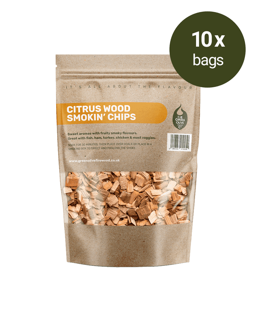 Citrus Wood Smokin’ Chips – 10 Packs – Smokin’ – Green Olive Firewood
