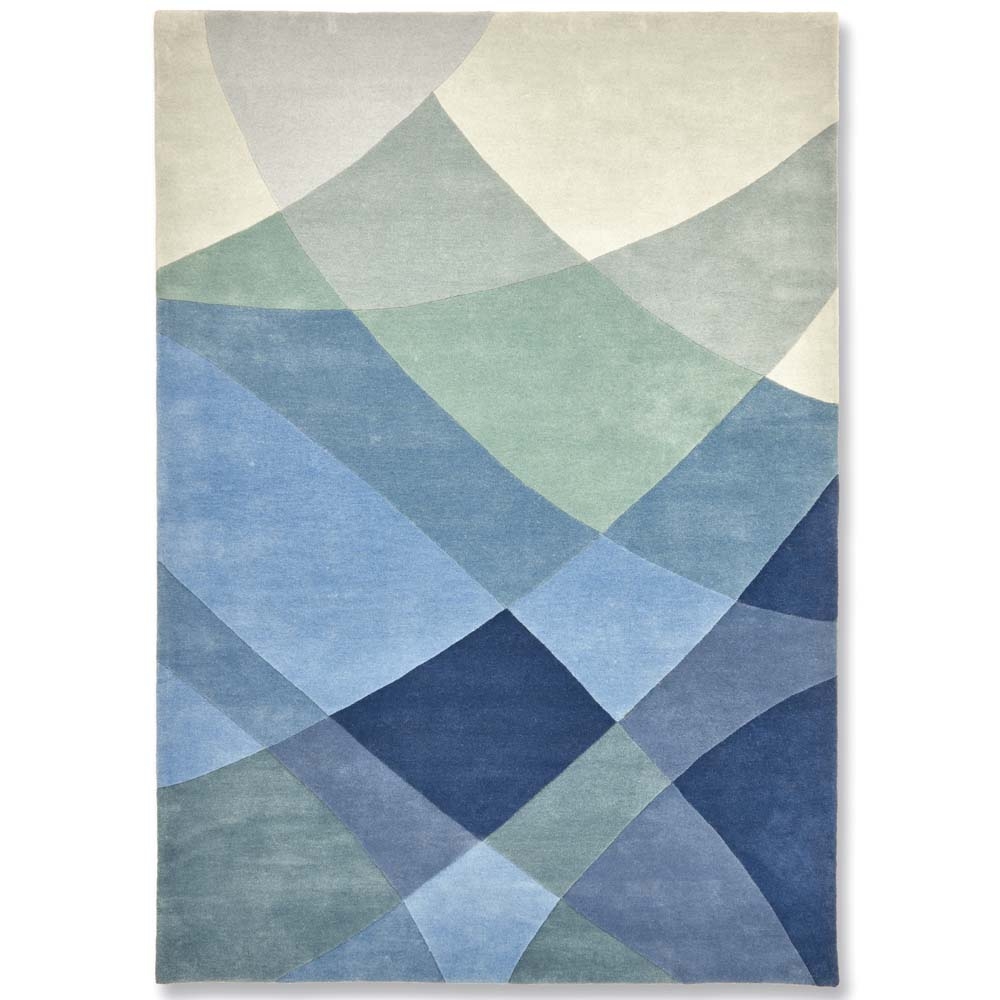 Claire Gaudion – Rhythmic Tides Rug – Indigo – 200 x 300 – Blue / Green – 100% Wool – 120cm