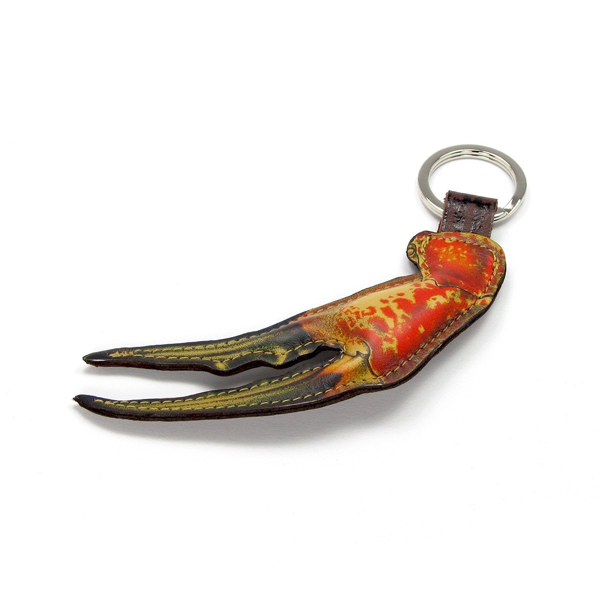 Leather Key Ring – Crab Claw – Orange