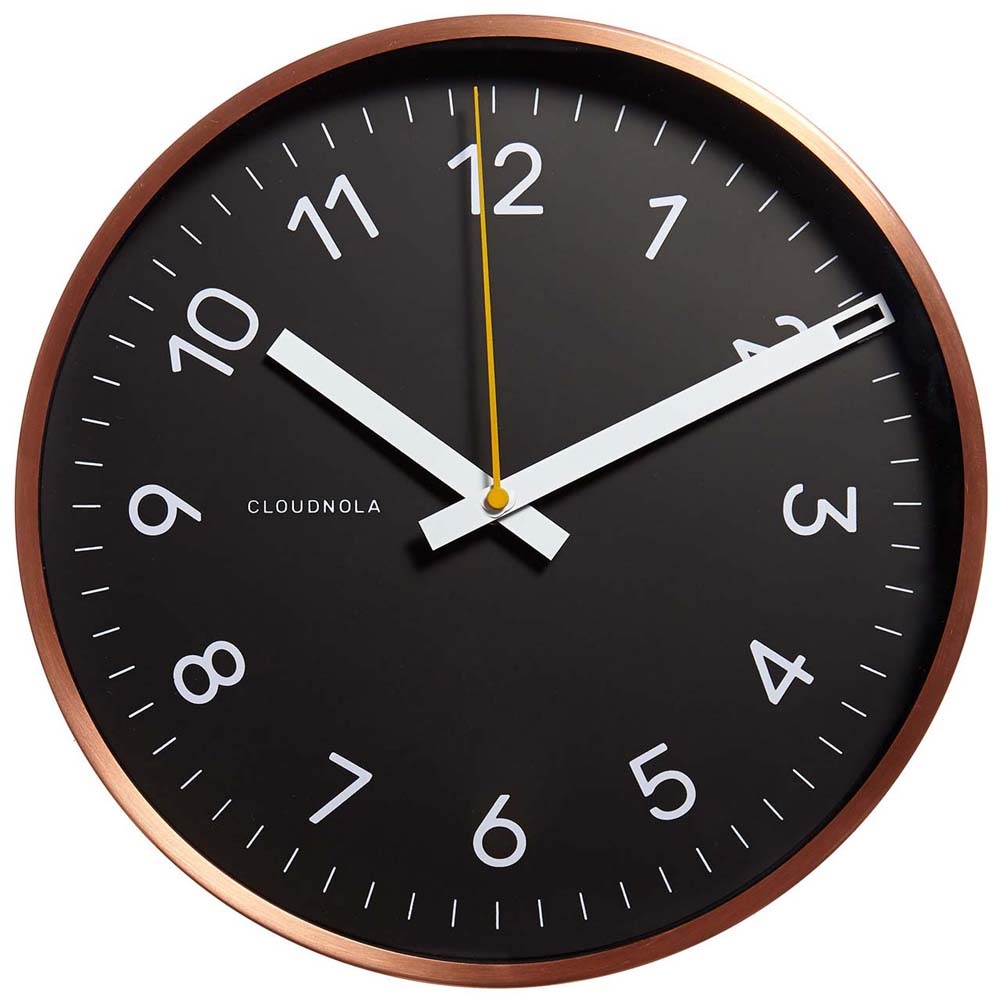 Cloudnola – Now Wall Clock – Black & Copper – Black / Copper – Steel / Polyvinyl Chloride –