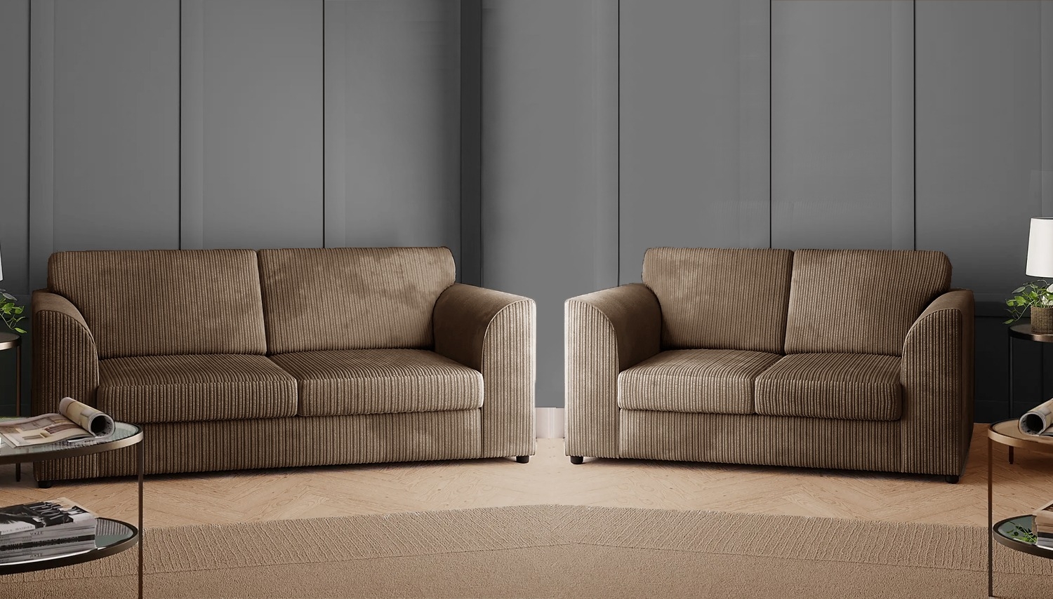 Oxford 3 + 2 Coffee Cord Fullback Sofa Set – The Online Sofa Shop