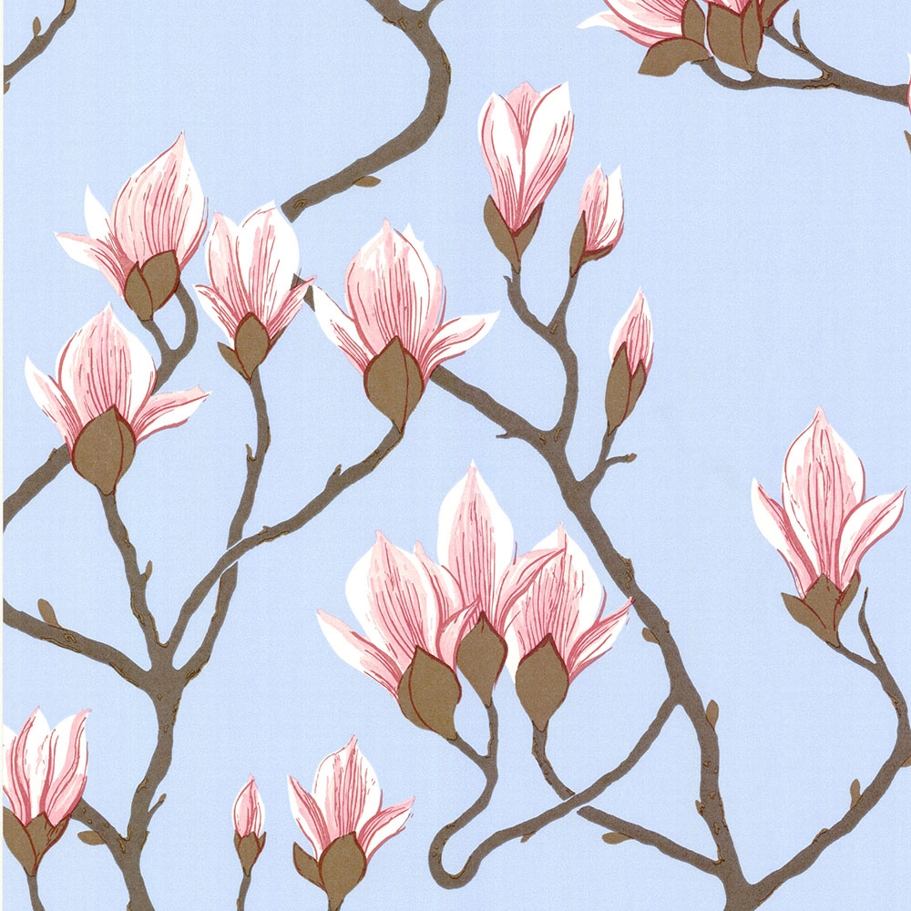 Cole and Son – New Contemporary Magnolia 72/3011 Wallpaper – Blue / Pink – Non-Woven – 53cm