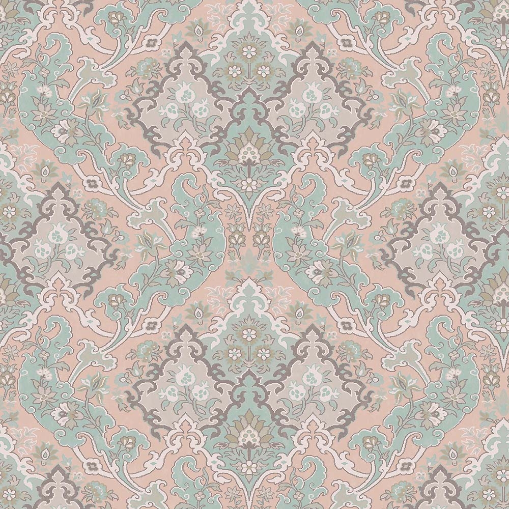 Cole and Son – Mariinsky Damask Pushkin 108/8044 Wallpaper – Blue / Pink – Non-Woven – 68.5cm