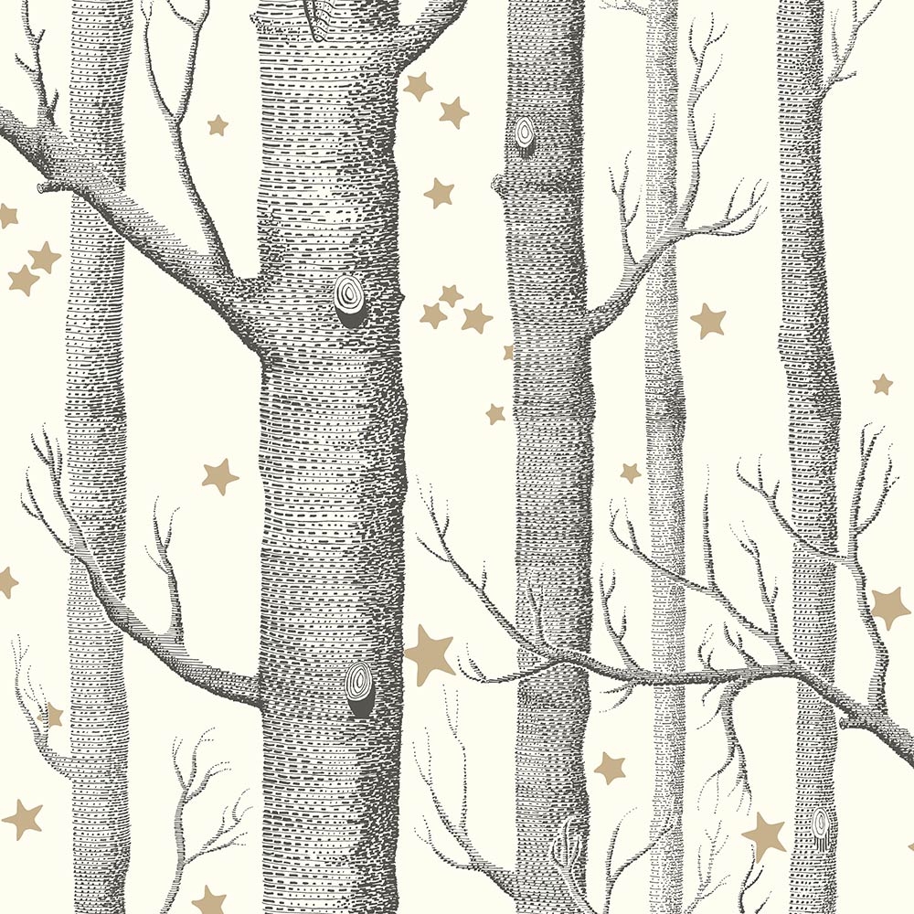 Cole and Son – Whimsical Woods & Stars 103/11050 Wallpaper – White / Grey – Non-Woven – 52cm