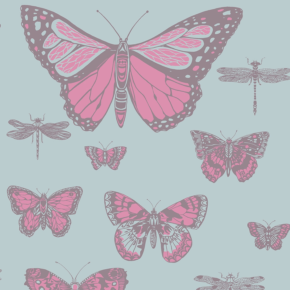 Cole and Son – Whimsical Butterflies & Dragonflies 103/15062 Wallpaper – Blue / Pink – Non-Woven – 52cm