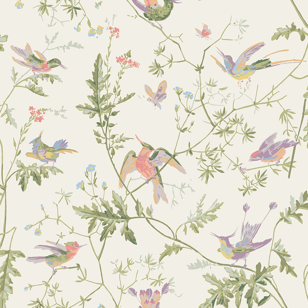 Cole and Son – Archive Anthology Hummingbirds 100/14067 Wallpaper – Grey / Green – Non-Woven – 52cm