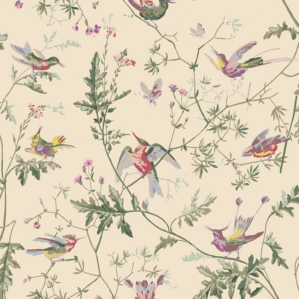 Cole and Son – Archive Anthology Hummingbirds 100/14071 Wallpaper – Beige / Green – Non-Woven – 52cm