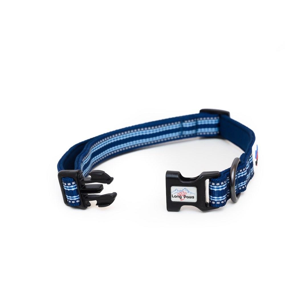 Long Paws Comfort Padded Dog Collar – Reflective Dog Collar UK M – Navy Blue – Unisex – Long Paws UK