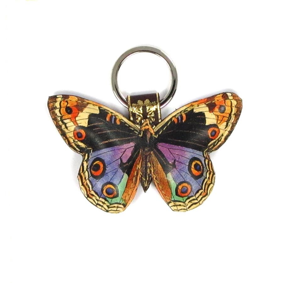 Leather Keyring / Bag Charm – Multicolour Butterfly – Multicolour