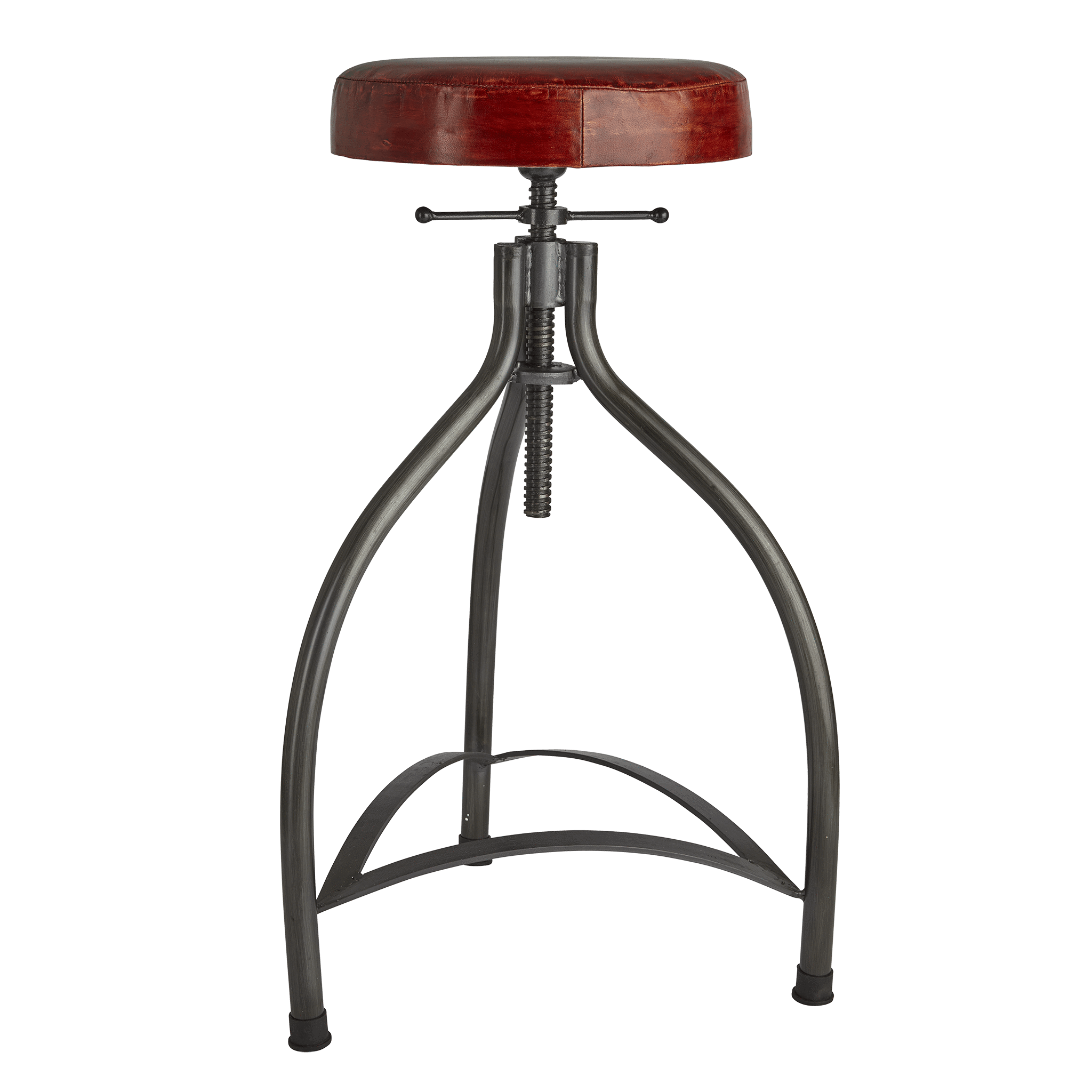 Industville – Adjustable Bar Stool – 34 Inch – Bar Seating – Red / Grey Colour – Metal / Leather Material – 72 CM X 51 CM X 51 CM