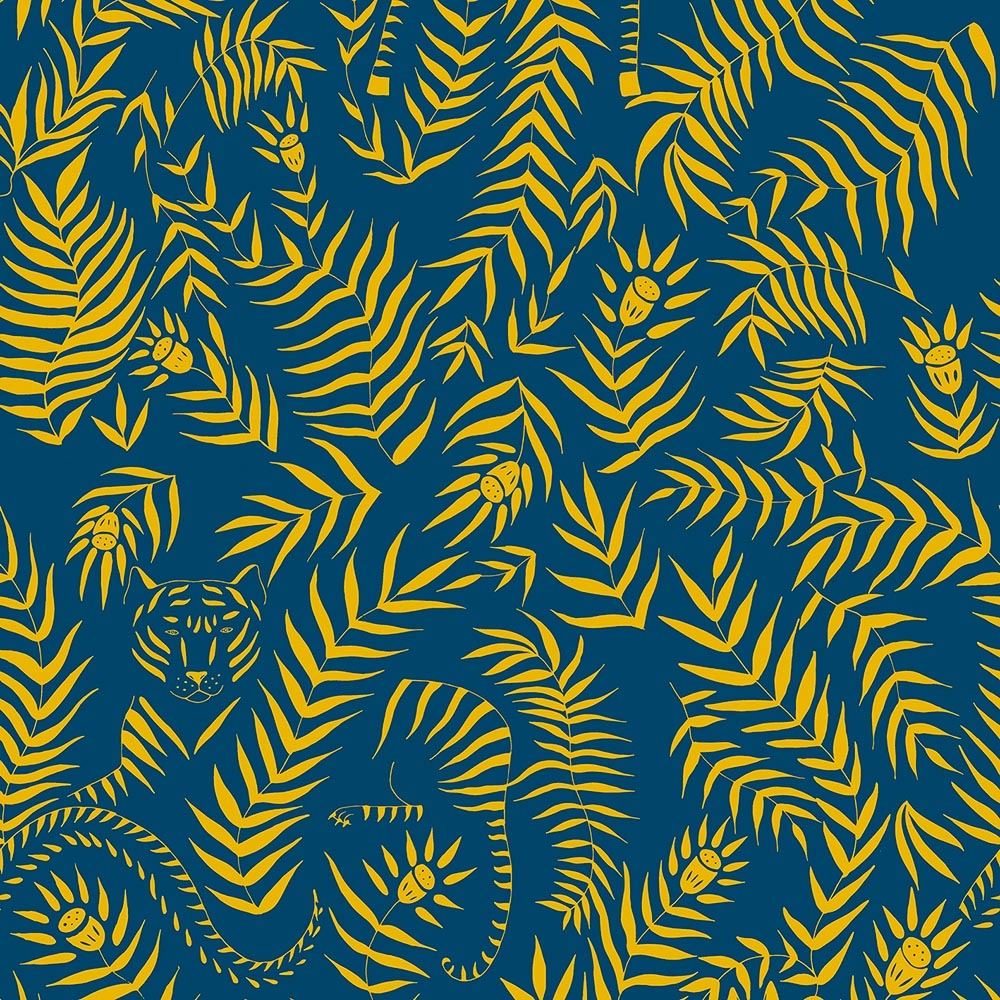 Coordonne – Anima Jungle Marine Wallpaper – Blue / Yellow – Non-Woven – 48cm