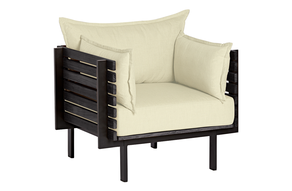 Wooden Armchair, Black Ash / Cream – Furnishop