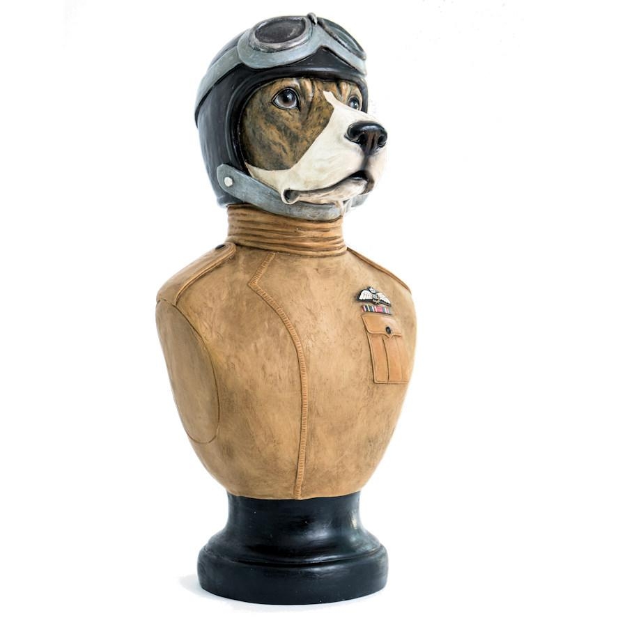 Sculpture Beagles The Raf Dog Fighter! – Hand Painted Bust – 50cm x 24cm x 22cm