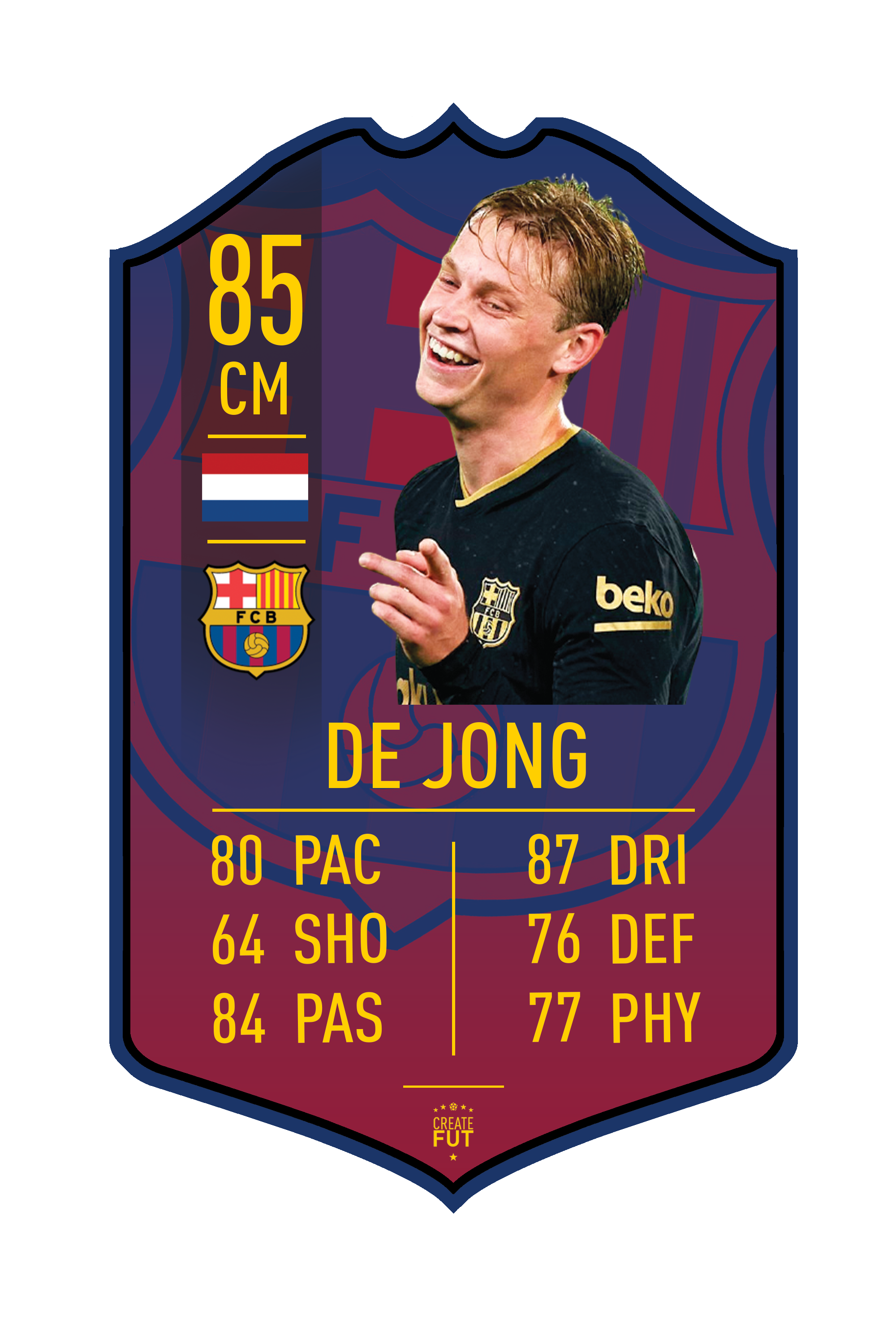 De Jong Barca pre-made card – A2 | (42cm x 59.4cm) – Fifa Ultimate Team Card – Create FUT