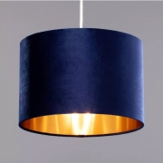 Luxury Pendant Shades – Choice Of Velvet Or Cotton Navy Blue Velvet & Gold – Lamp Shade – CGC Retail Outlet