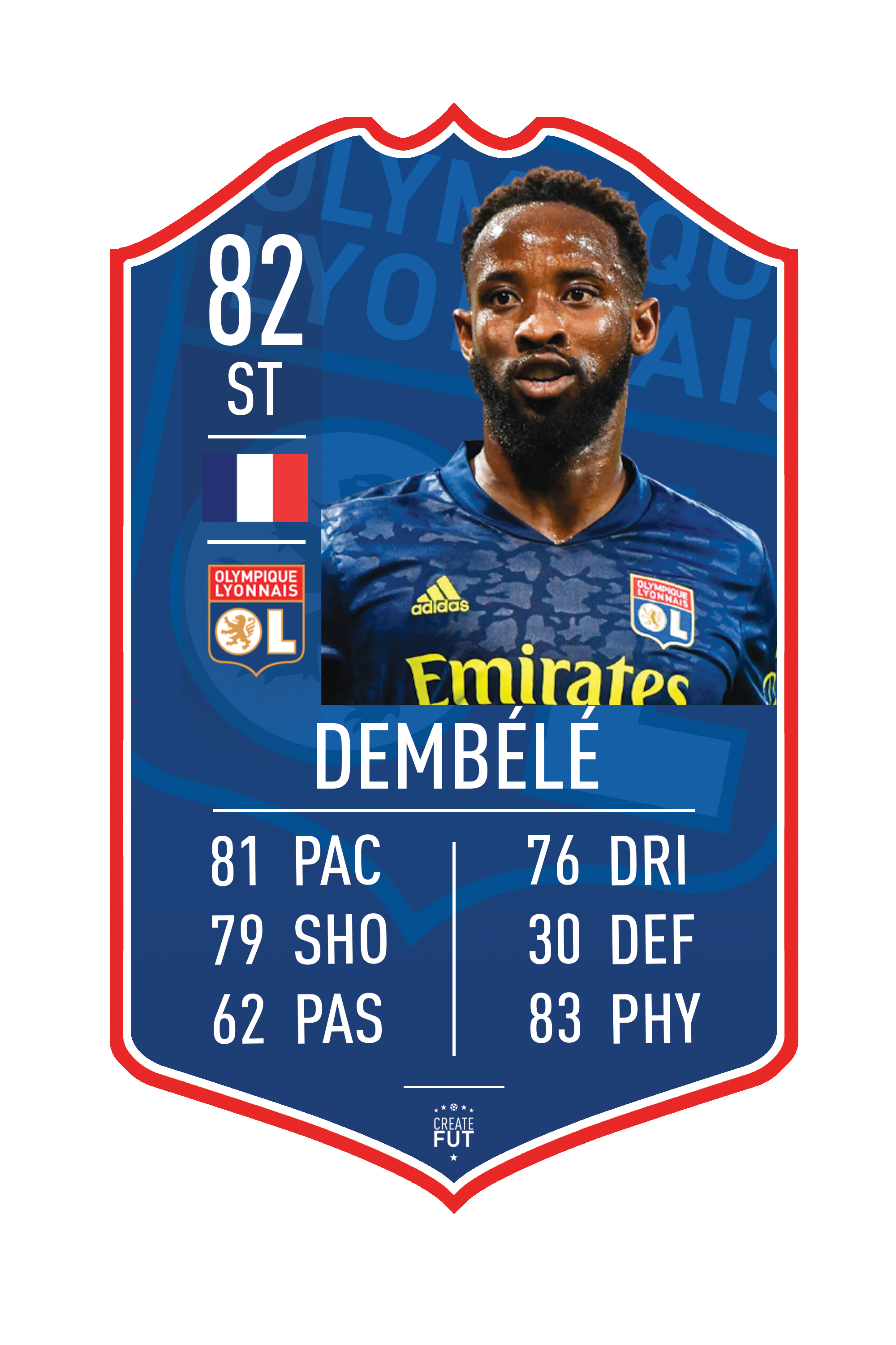 Dembele Lyon pre-made card – A2 | (42cm x 59.4cm) – Fifa Ultimate Team Card – Create FUT