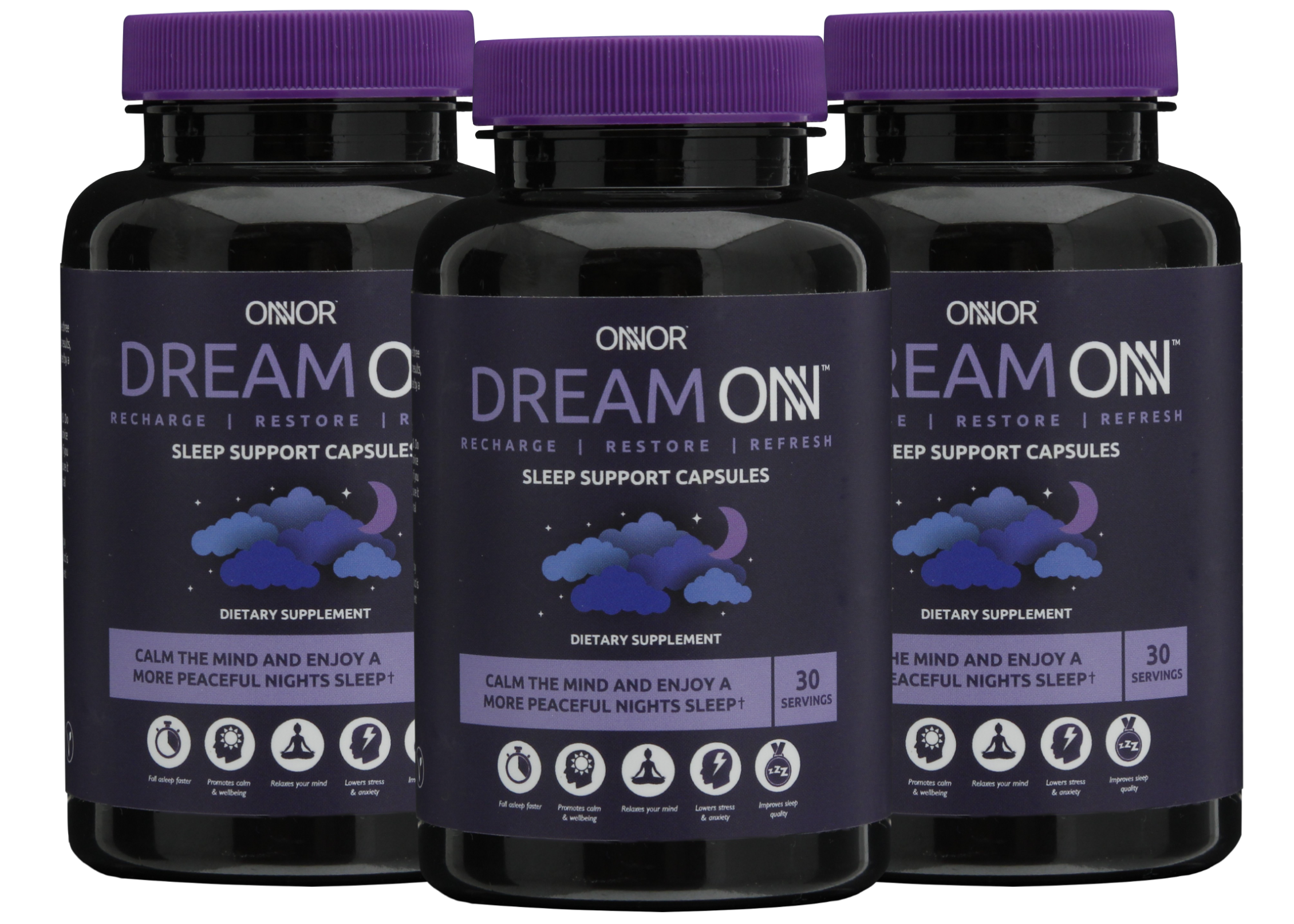 Dream ONN Sleep Support Capsule 2pk – ONNOR – Fall Asleep Faster – Deeper & Less Disturbed Sleep – Vegan – Gluten & GMO Free – ONNOR Limited