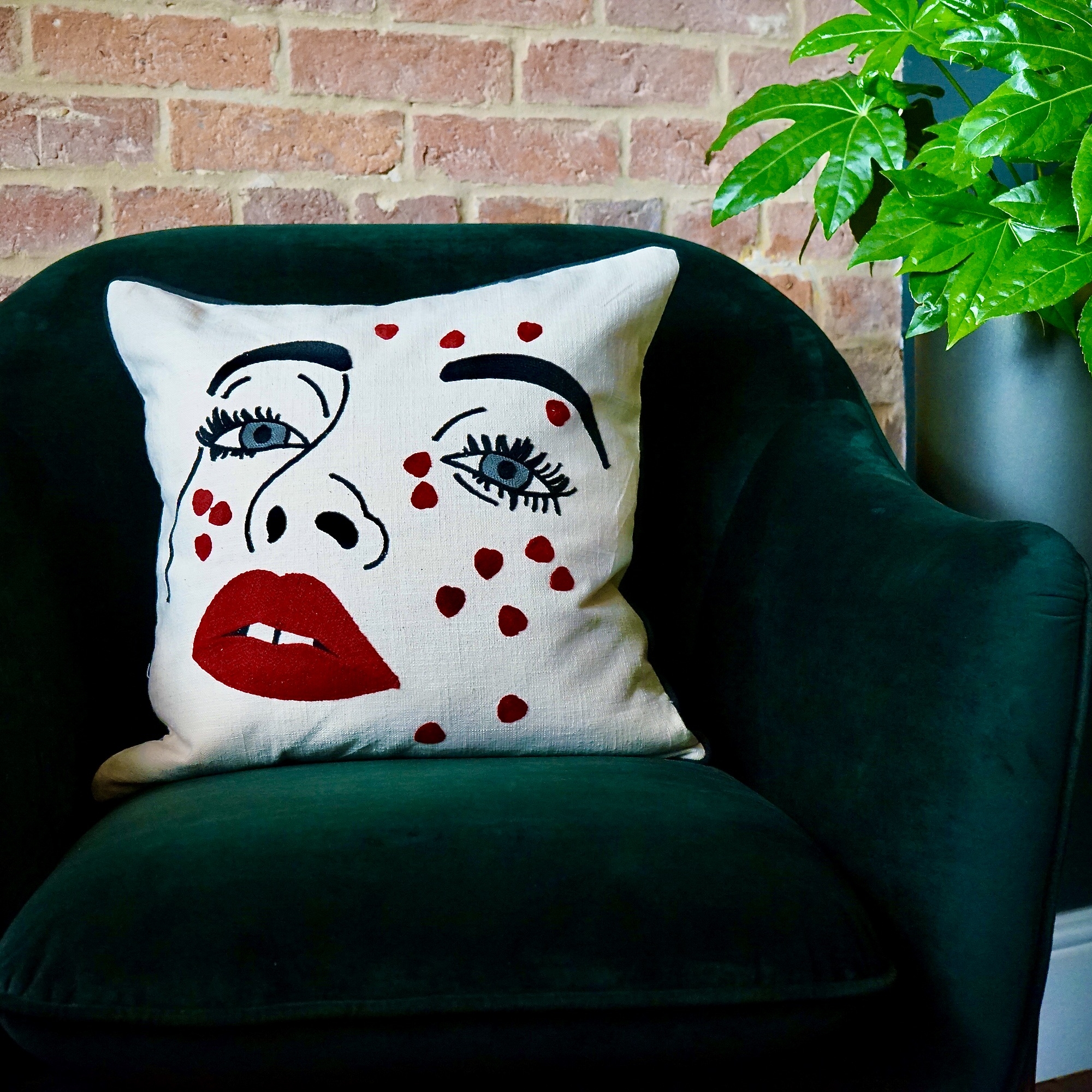 Red Lips And Beauty Spots Cushion – Margo & Plum