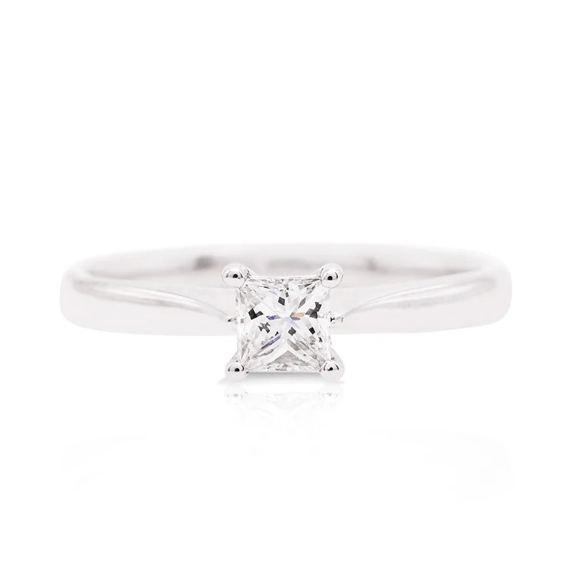 18 Carat White Gold Princess Cut Diamond Solitaire Ring – James Stephens & Sons Jewellers