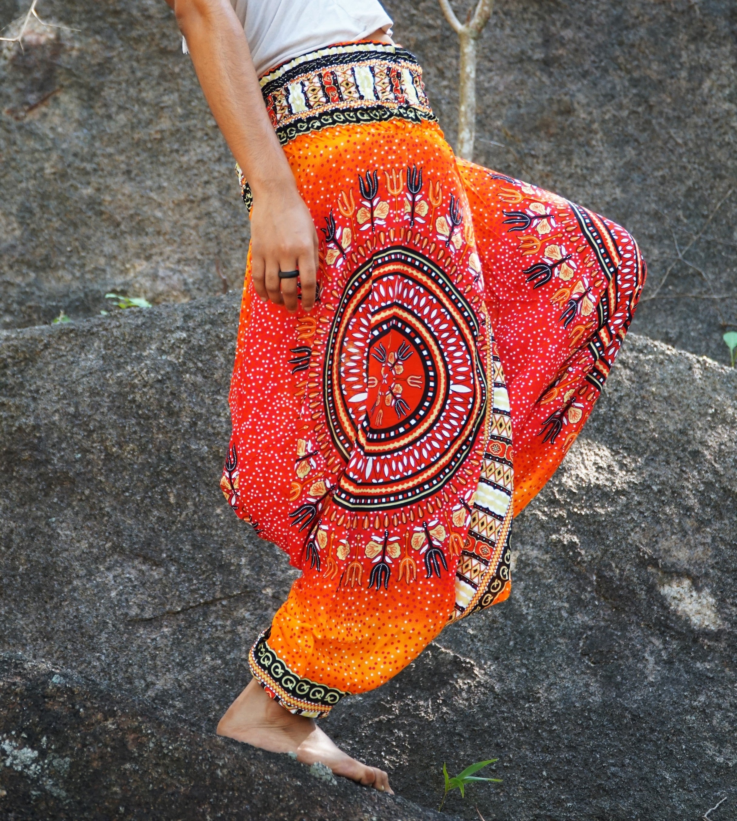 Harem pants – Chakra Pattern – Orange – The Karmic Chameleon