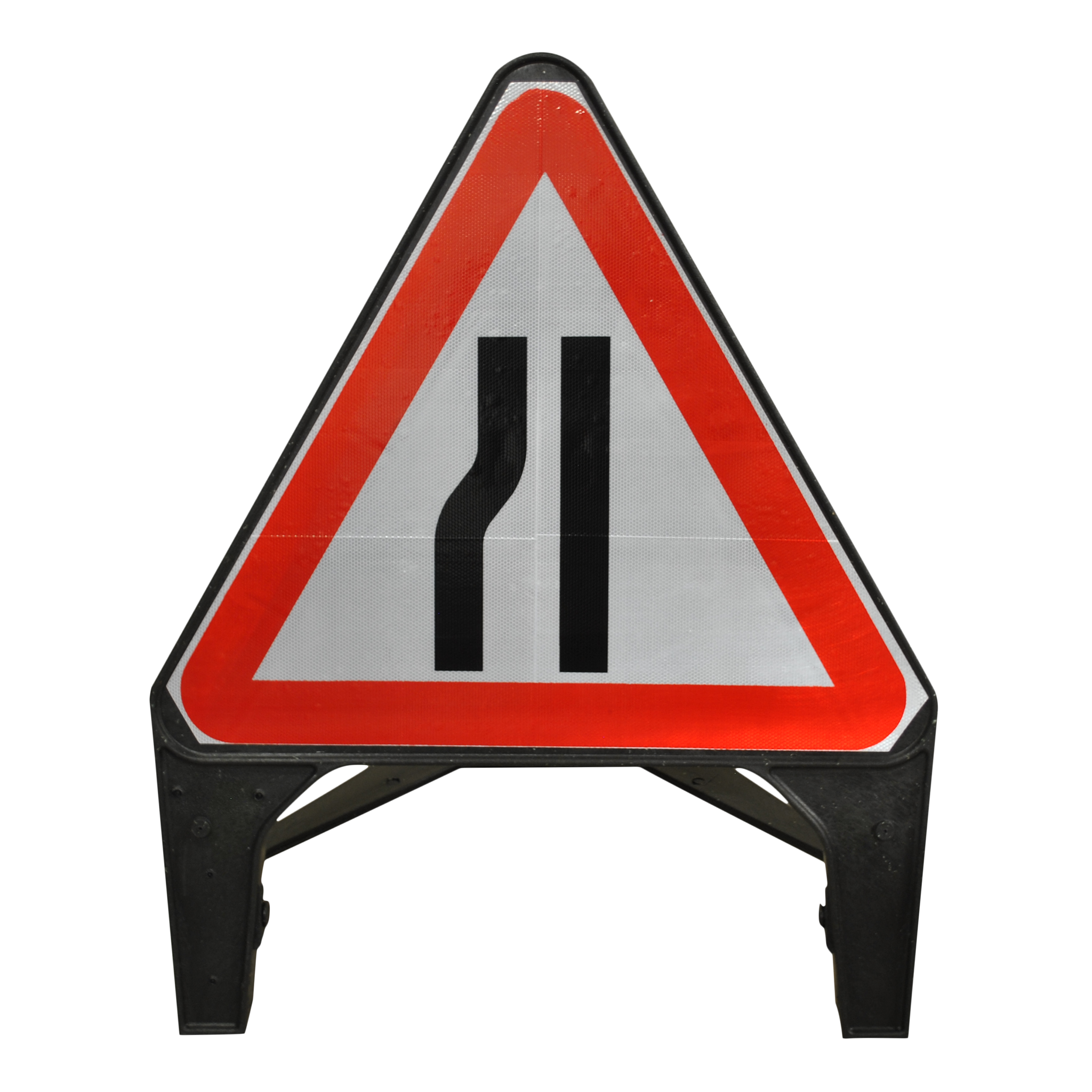 Road Narrows Left 750Mm Road Sign Red / White Colour Street Solutions UK