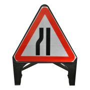 Road Narrows Left 750Mm Road Sign Red / White Colour Street Solutions UK