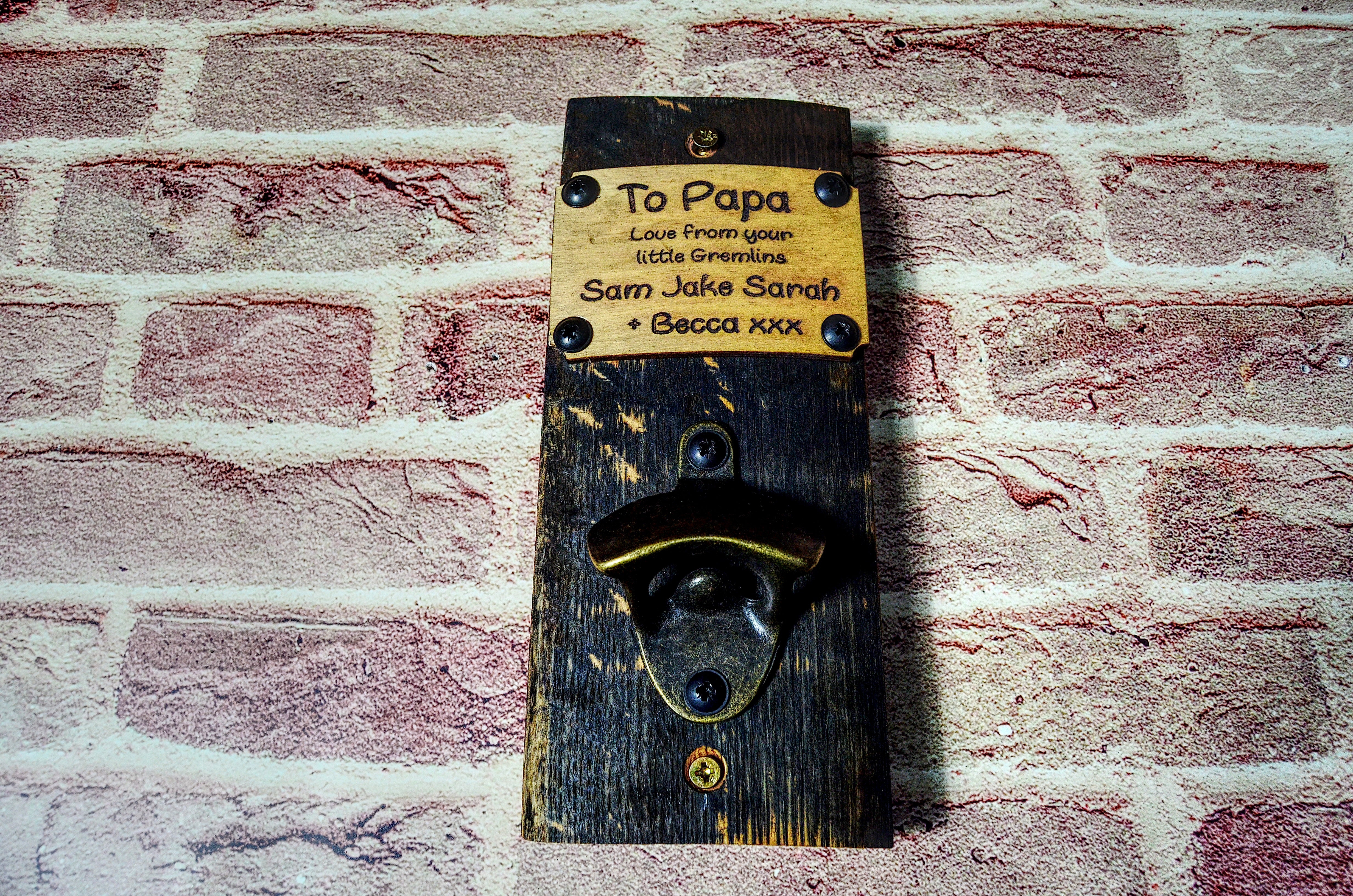 upcycLED whisky barrel beer bottle opener Love from the reasons you drink – Forth Craft & Designs
