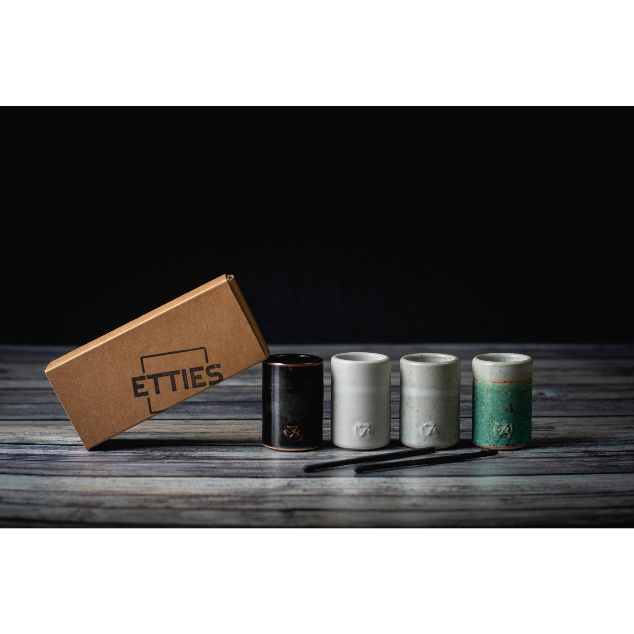 Match Stick Holder & Craft Matches – Grey – Black on Cedar Matches – Etties Candles