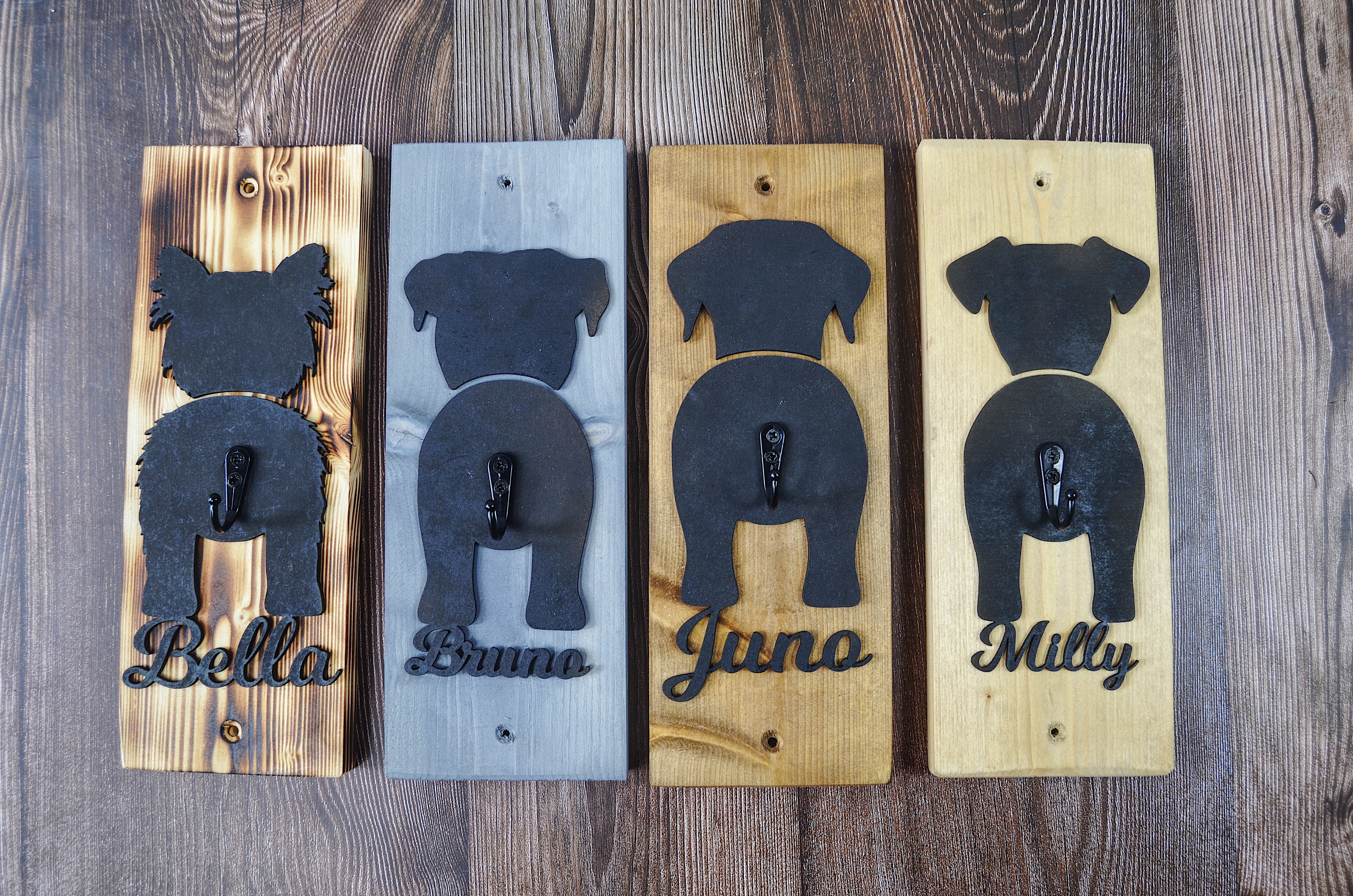 Wooden Dog Leash Hanger – Light Sycamore – Black – Forth Craft & Designs