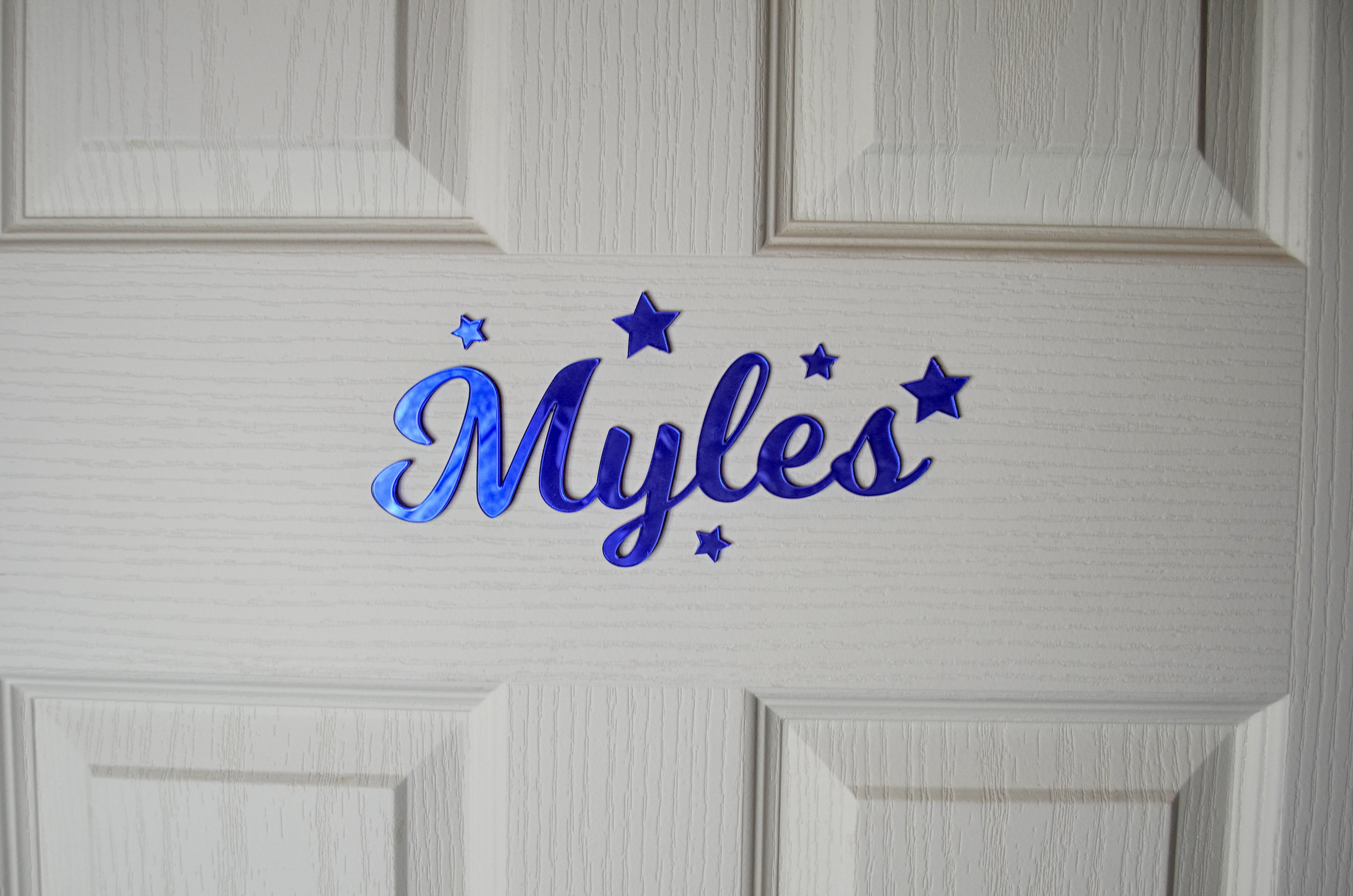 Children’s door names Silver mirrored – Star – Forth Craft & Designs