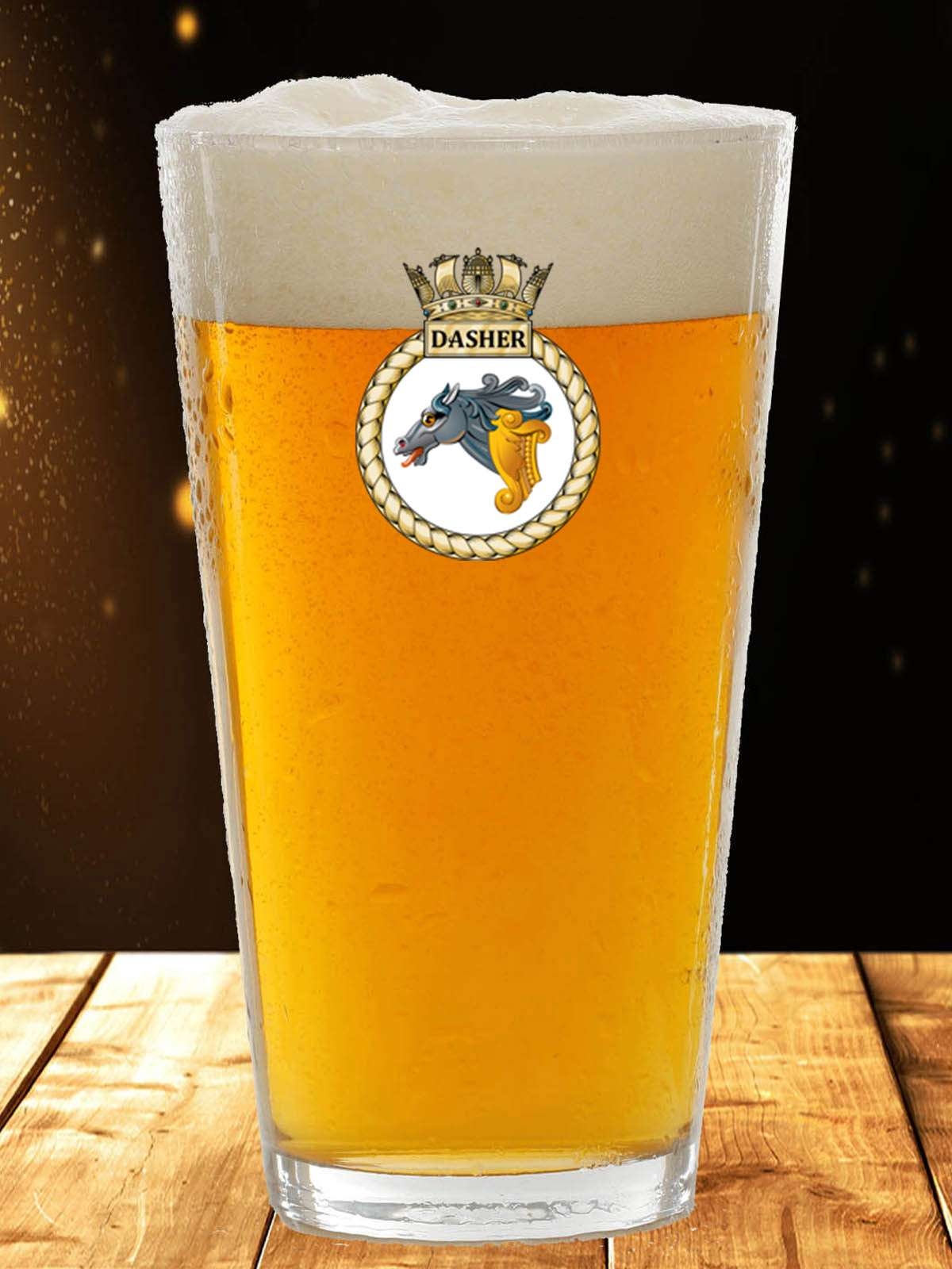 HMS Dasher – Pint Glass – Set Of 4 – Crafty Black Dog