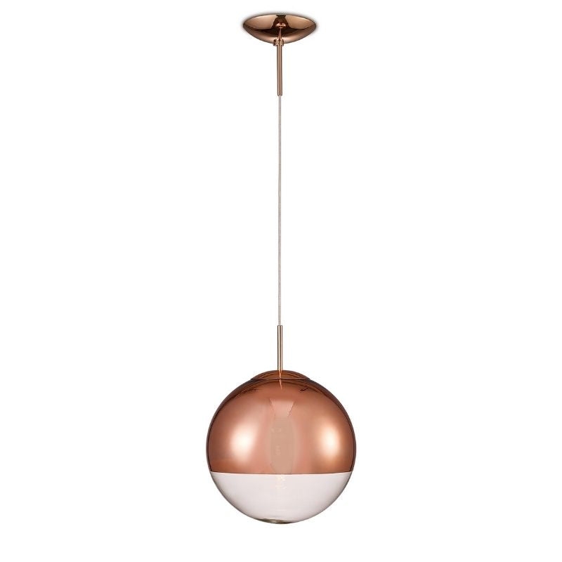 Deco Miranda 1 Light Medium Ball Pendant In Copper Finish With Copper Mirrored And Clear Glass Globe D0127 – Miranda Pendant – Deco – Daz Lighting