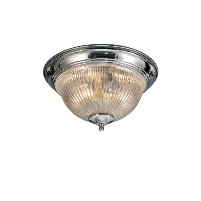 Deco Macy IP44 2 Light Flush Ceiling In Polished Chrome Finish With Clear Ribbed Glass D0404 – Macy Ceiling – Deco – Daz Lighting